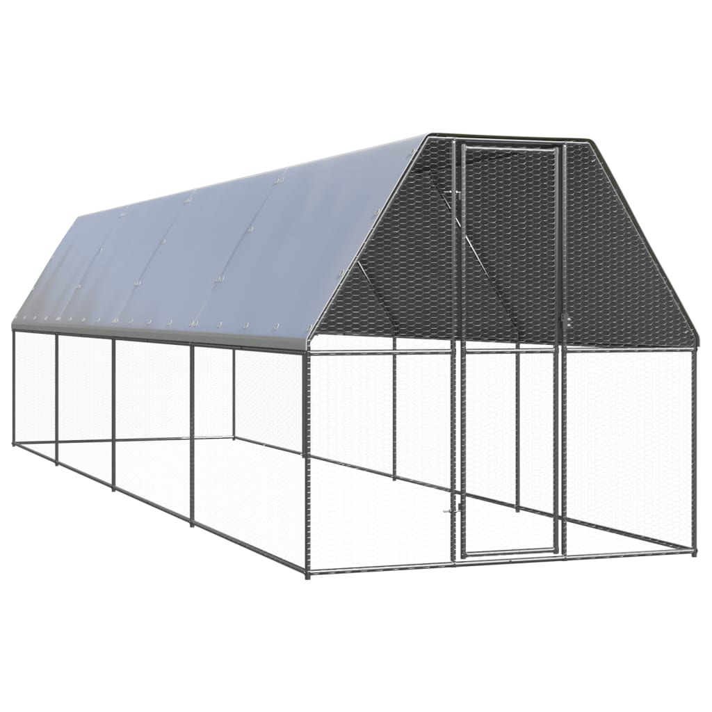 Vidaxl Chicken Coop 2x8x2 M Galvanized Steel