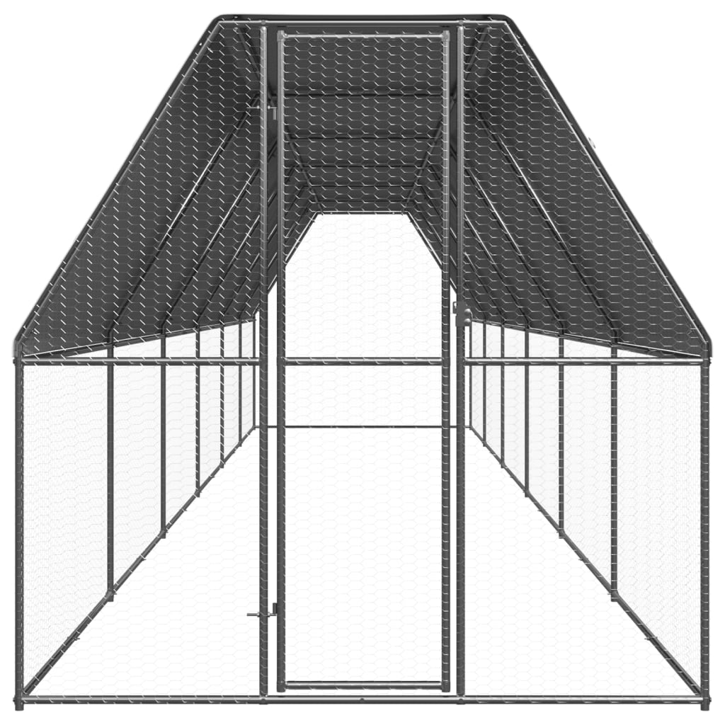 Vidaxl Chicken Coop 2x12x2 M Galvanized Steel