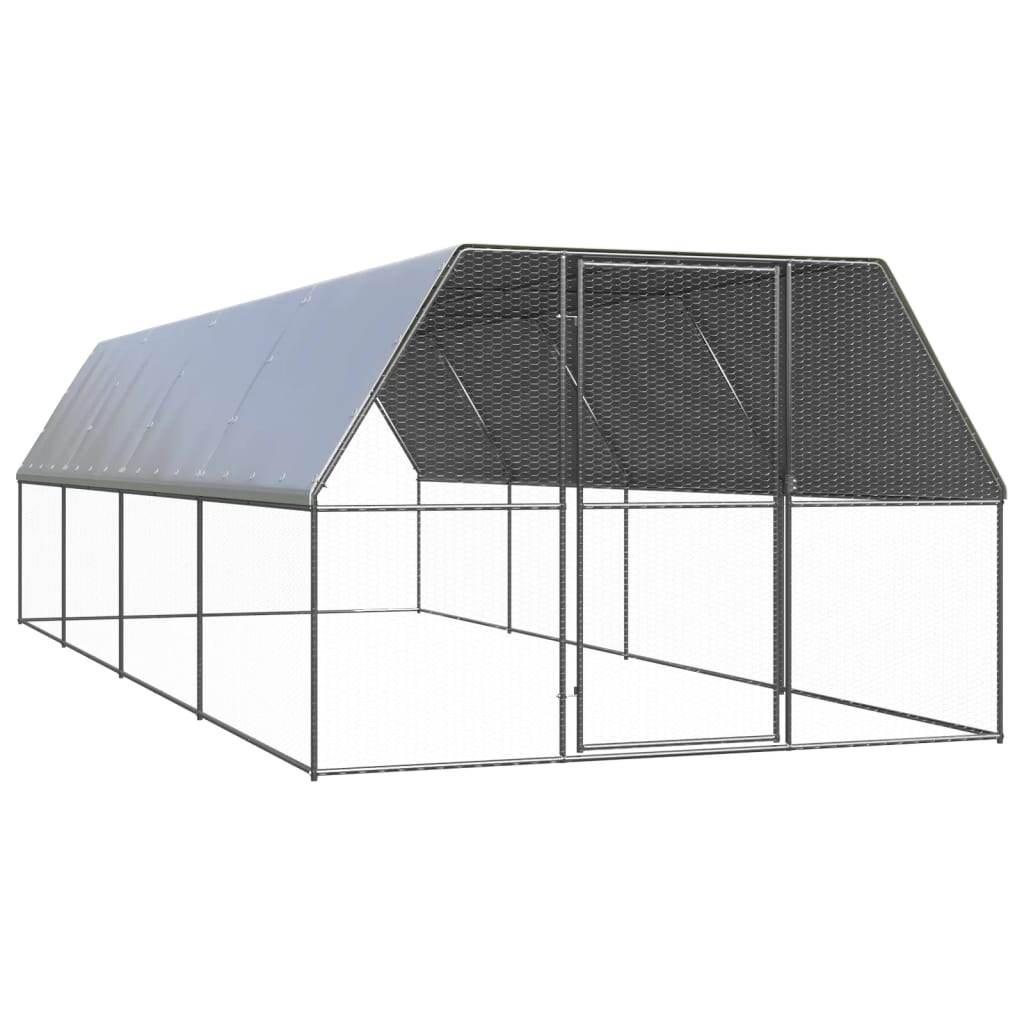 Vidaxl Chicken Coop 3x8x2 M Galvanized Steel