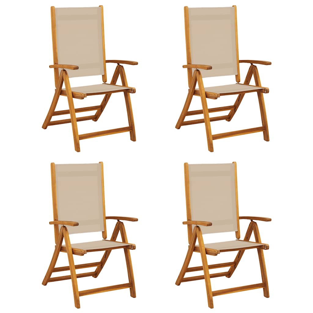 Vidaxl klapstoelen 4 stuks van massief acaciahout en textilene