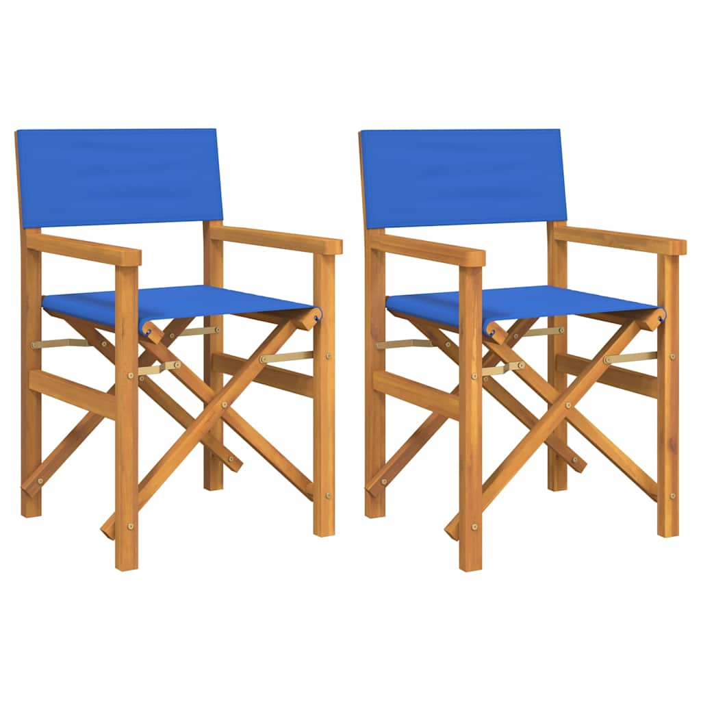 Vidaxl regisseursstoelen inklapbaar 2 st massief teakhout blauw