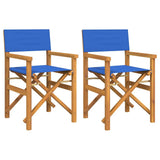 Vidaxl regisseursstoelen inklapbaar 2 st massief teakhout blauw
