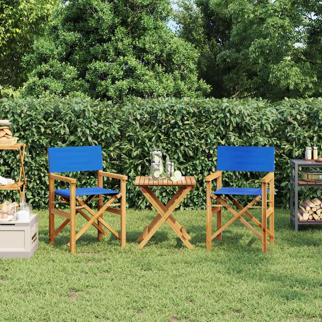 Vidaxl regisseursstoelen inklapbaar 2 st massief teakhout blauw
