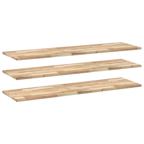 Vidaxl wandschappen 3 st zwevend 120x40x2 cm onbehandeld acaciahout