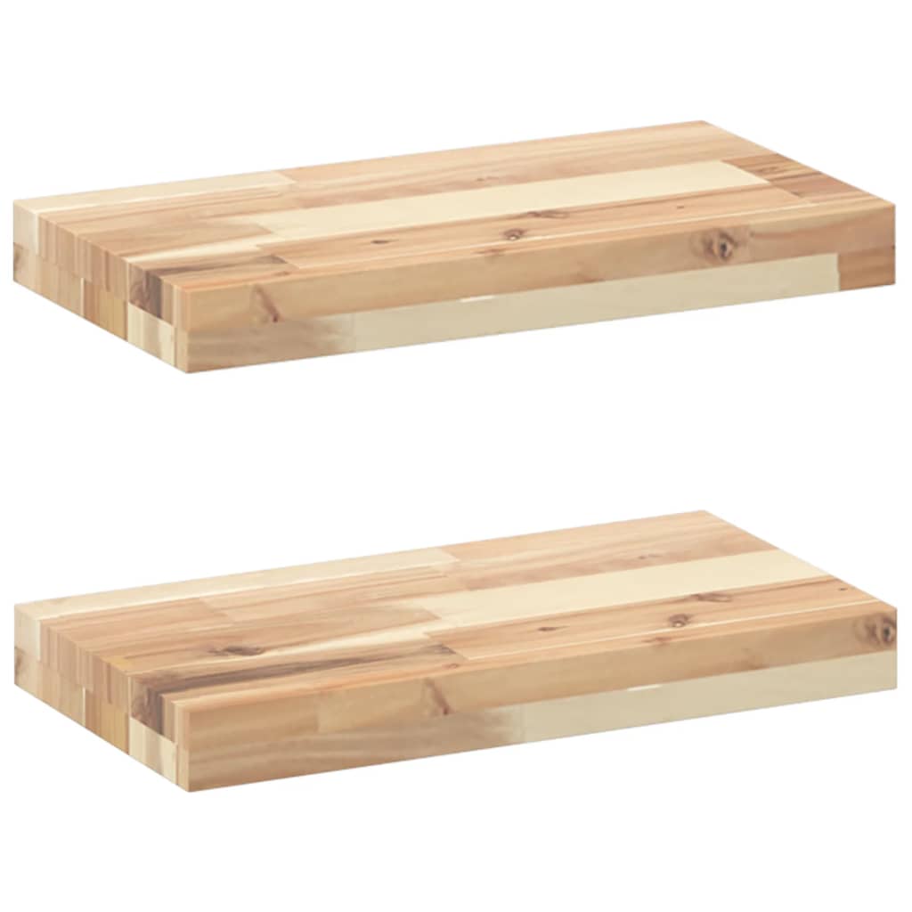Vidaxl wandschappen 2 st zwevend 40x20x4 cm onbehandeld acaciahout