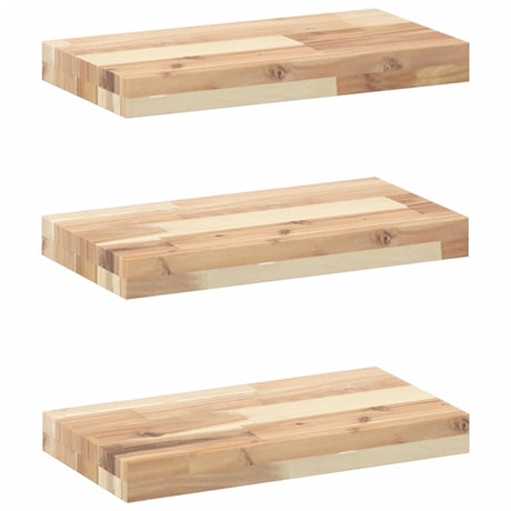 Vidaxl wandschappen 3 st zwevend 60x20x4 cm onbehandeld acaciahout