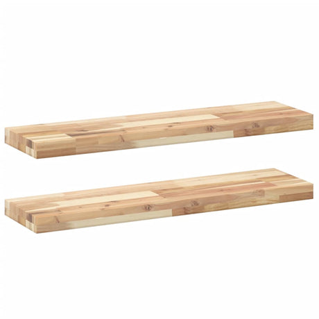 Vidaxl wandschappen 2 st zwevend 80x20x4 cm onbehandeld acaciahout