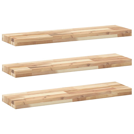 Vidaxl wandschappen 3 st zwevend 80x20x4 cm onbehandeld acaciahout