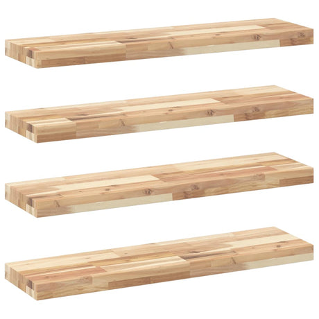 Vidaxl wandschappen 4 st zwevend 80x20x4 cm onbehandeld acaciahout