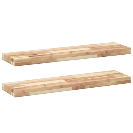 Vidaxl wandschappen 2 st zwevend 100x20x4 cm onbehandeld acaciahout