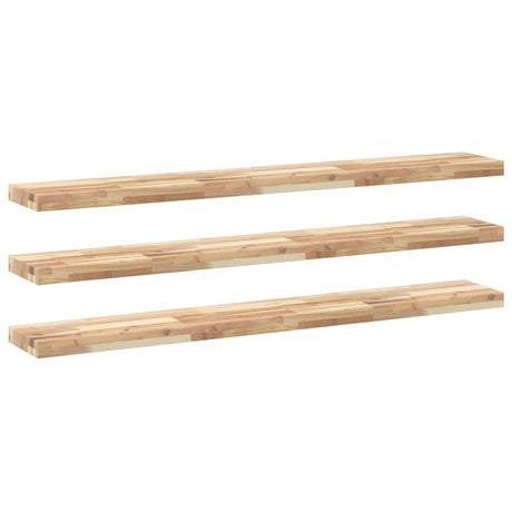 Vidaxl wandschappen 3 st zwevend 140x20x4 cm onbehandeld acaciahout