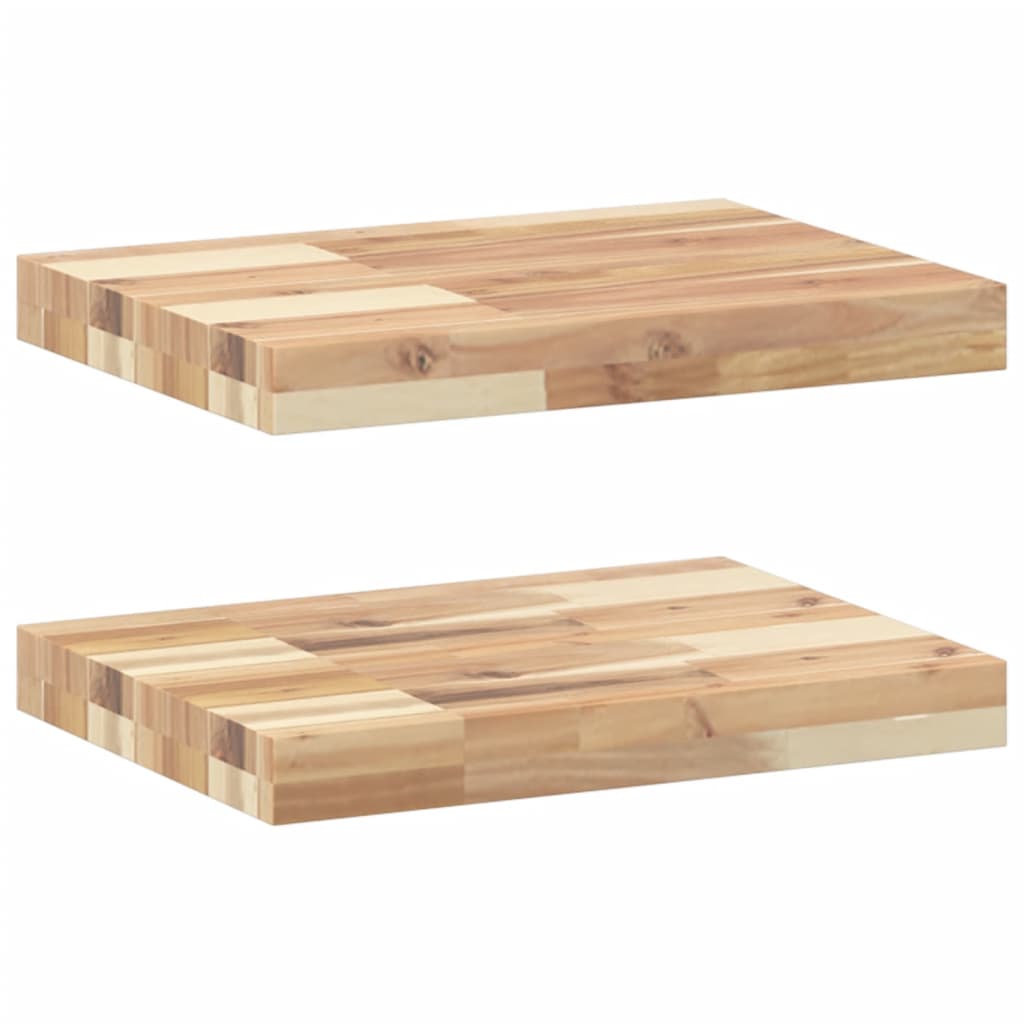 Vidaxl wandschappen 2 st zwevend 60x30x4 cm onbehandeld acaciahout