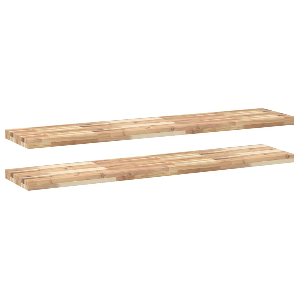 Vidaxl wandschappen 2 st zwevend 160x30x4 cm onbehandeld acaciahout