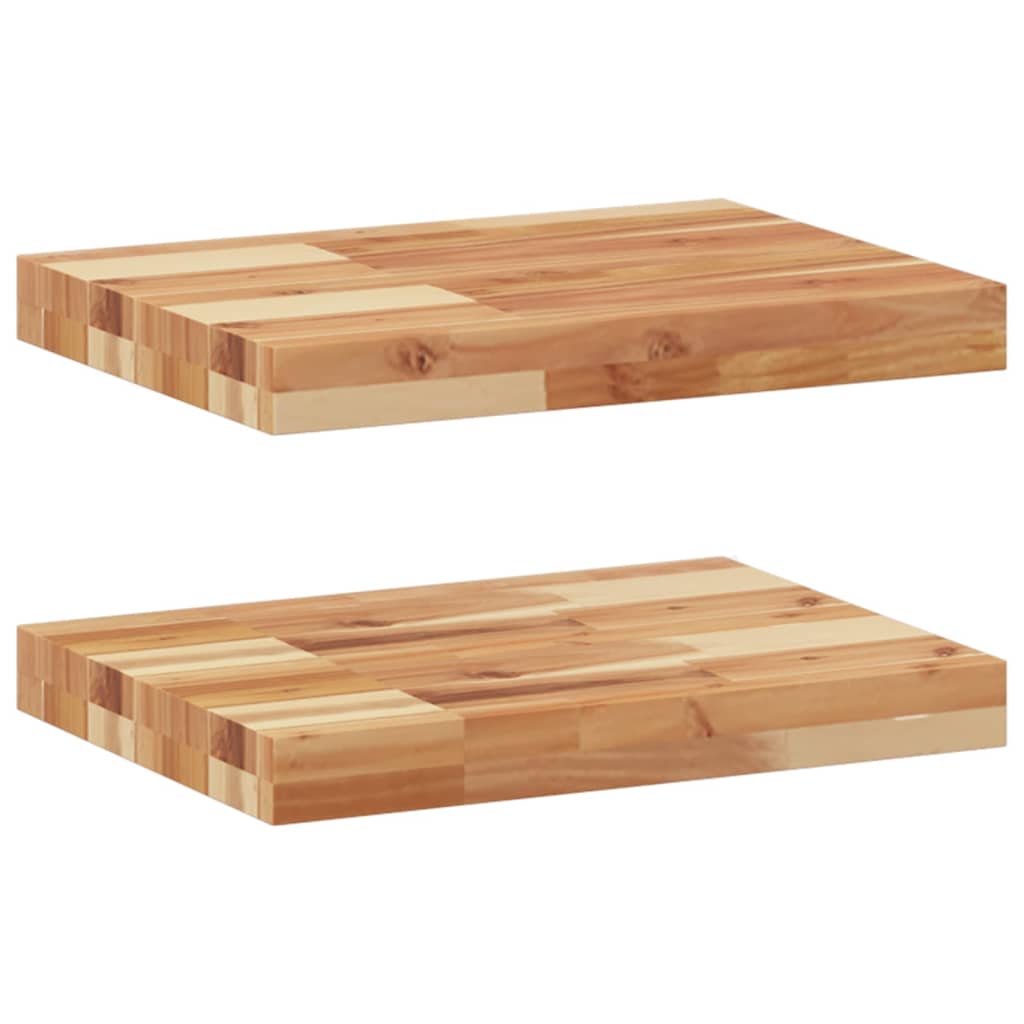 Vidaxl wandschappen 2 st zwevend olieafwerking 60x30x4 cm acaciahout