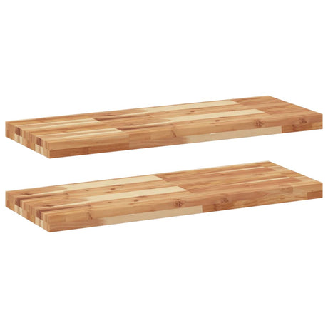 Vidaxl wandschappen 2 st zwevend olieafwerking 100x30x4 cm acaciahout