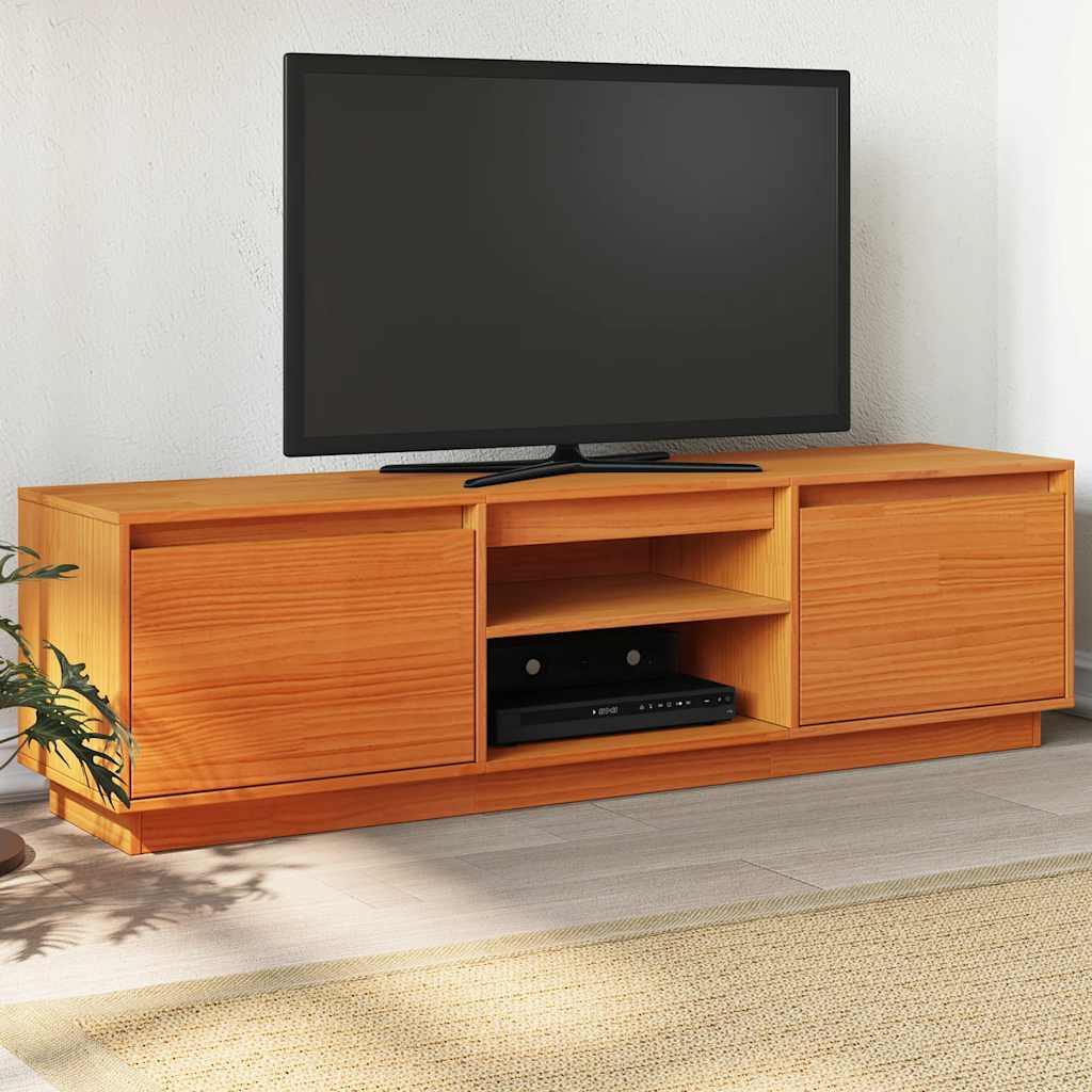 Vidaxl tv-meubel 140x35x40 cm massief grenenhout wasbruin