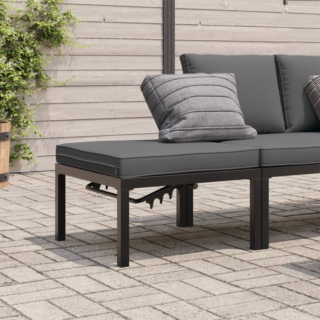 Vidaxl tuinkruk met kussen aluminium zwart