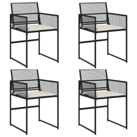 Vidaxl tuinstoelen 4 st met kussens poly rattan zwart