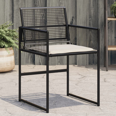 Vidaxl tuinstoelen 4 st met kussens poly rattan zwart