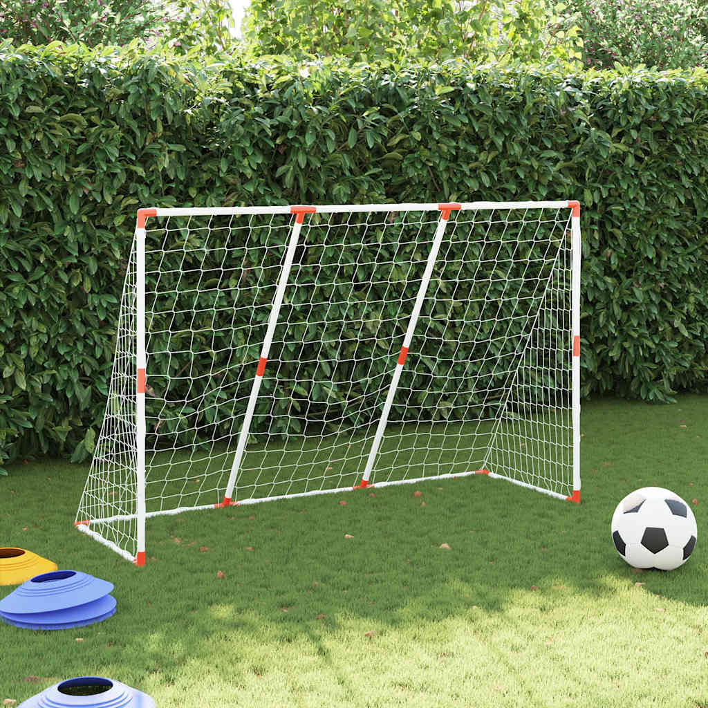 Vidaxl Kanner Fussballsam mat Bäll 2-an-1 184x64x124 cm wäiss