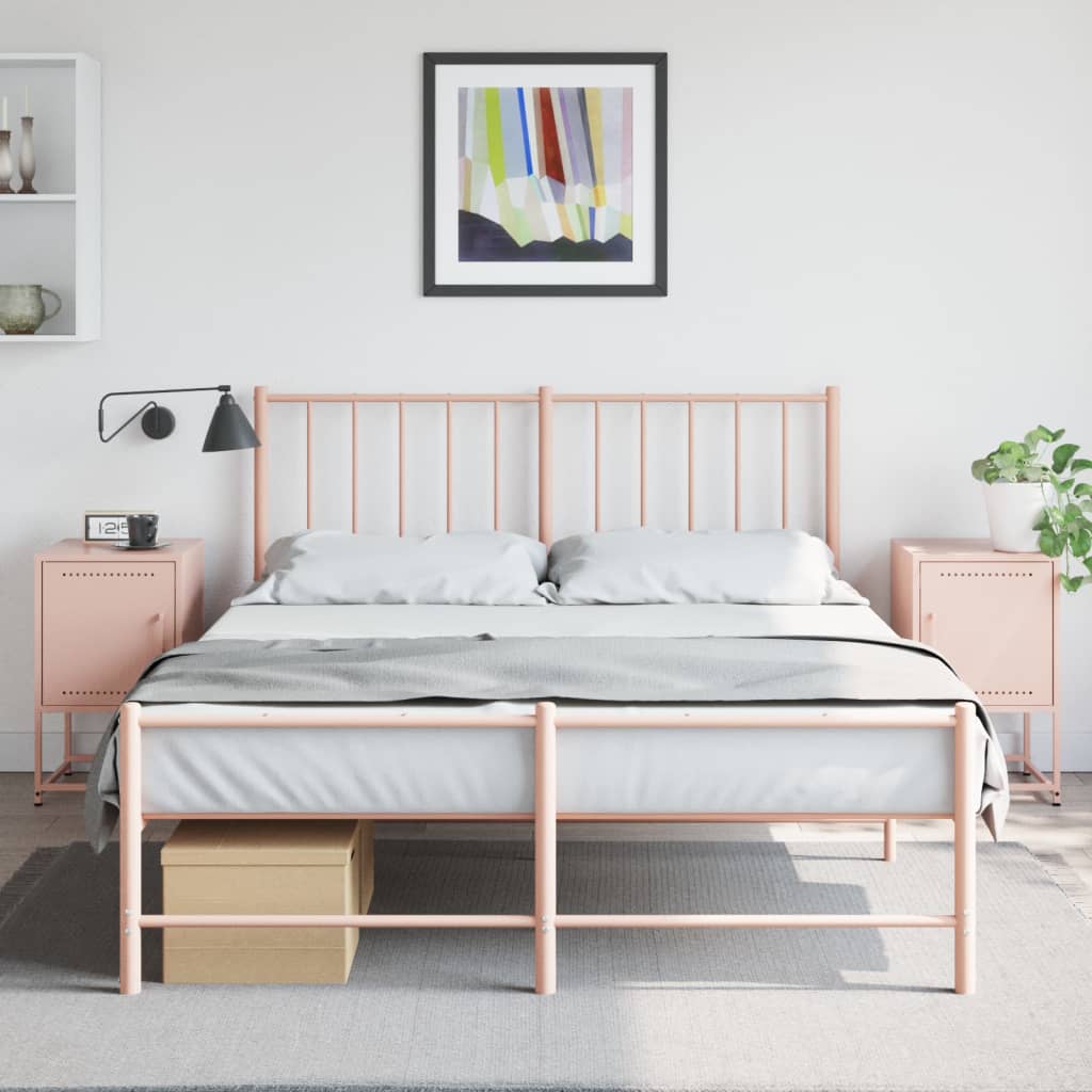 Vidaxl nachtkastjes 2 st 36x39x60,5 cm staal roze
