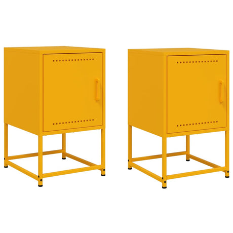 Vidaxl nachtkastjes 2 st 36x39x60,5 cm staal mosterdgeel