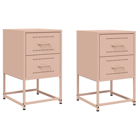Vidaxl nachtkastjes 2 st 36x39x60,5 cm staal roze