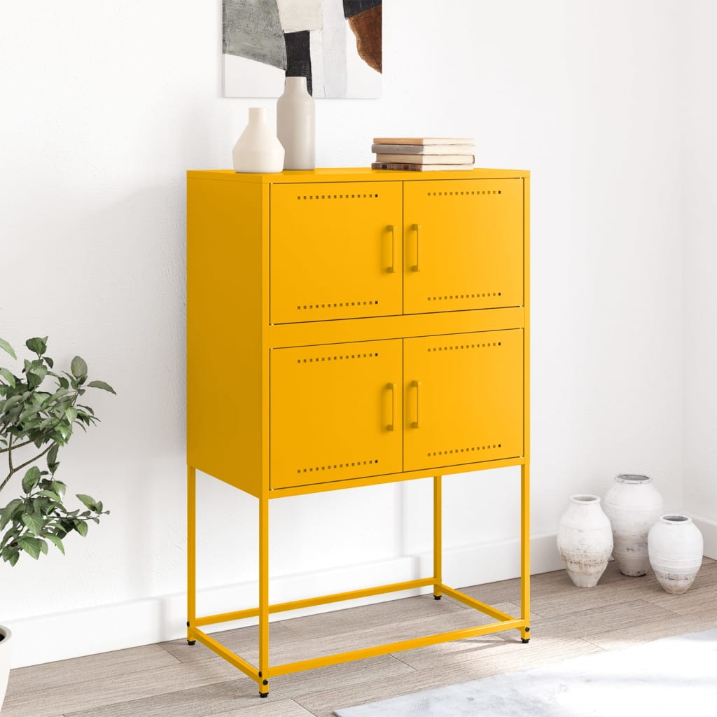 Vidaxl dressoir 68,5x38,5x107 cm staal mosterdgeel