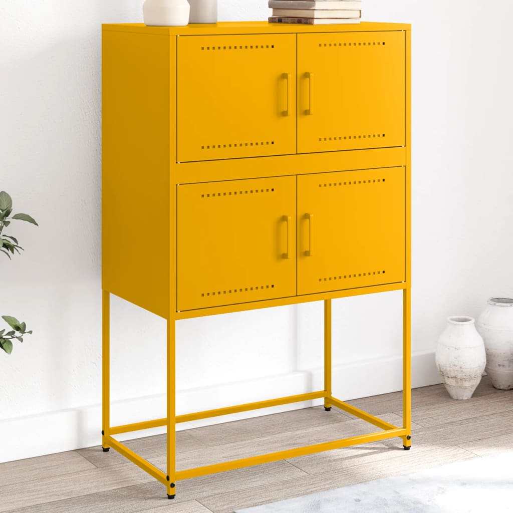 Vidaxl dressoir 68,5x38,5x107 cm staal mosterdgeel