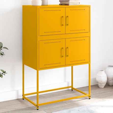 Vidaxl dressoir 68,5x38,5x107 cm staal mosterdgeel