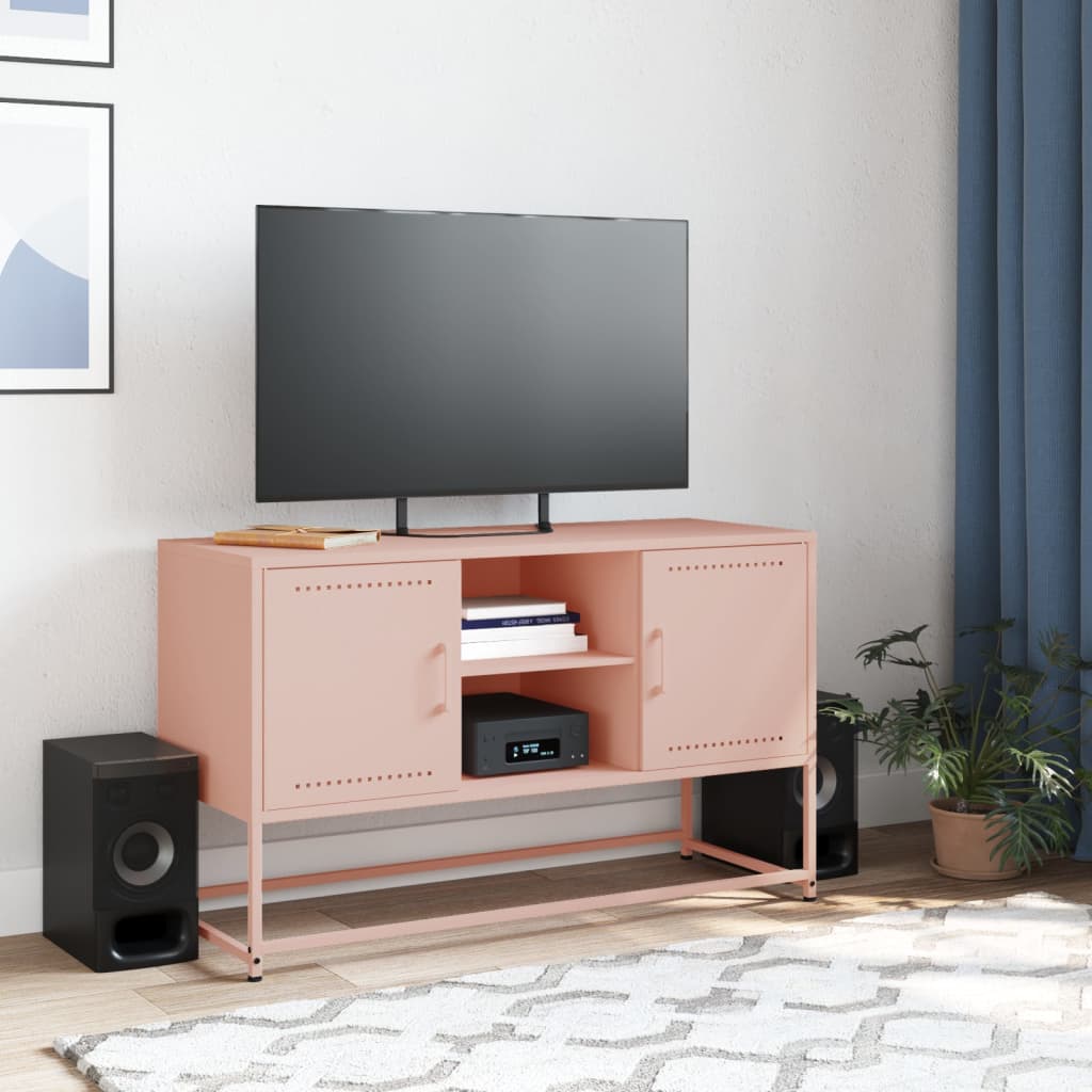 Vidaxl tv-meubel 100,5x39x60,5 cm staal roze