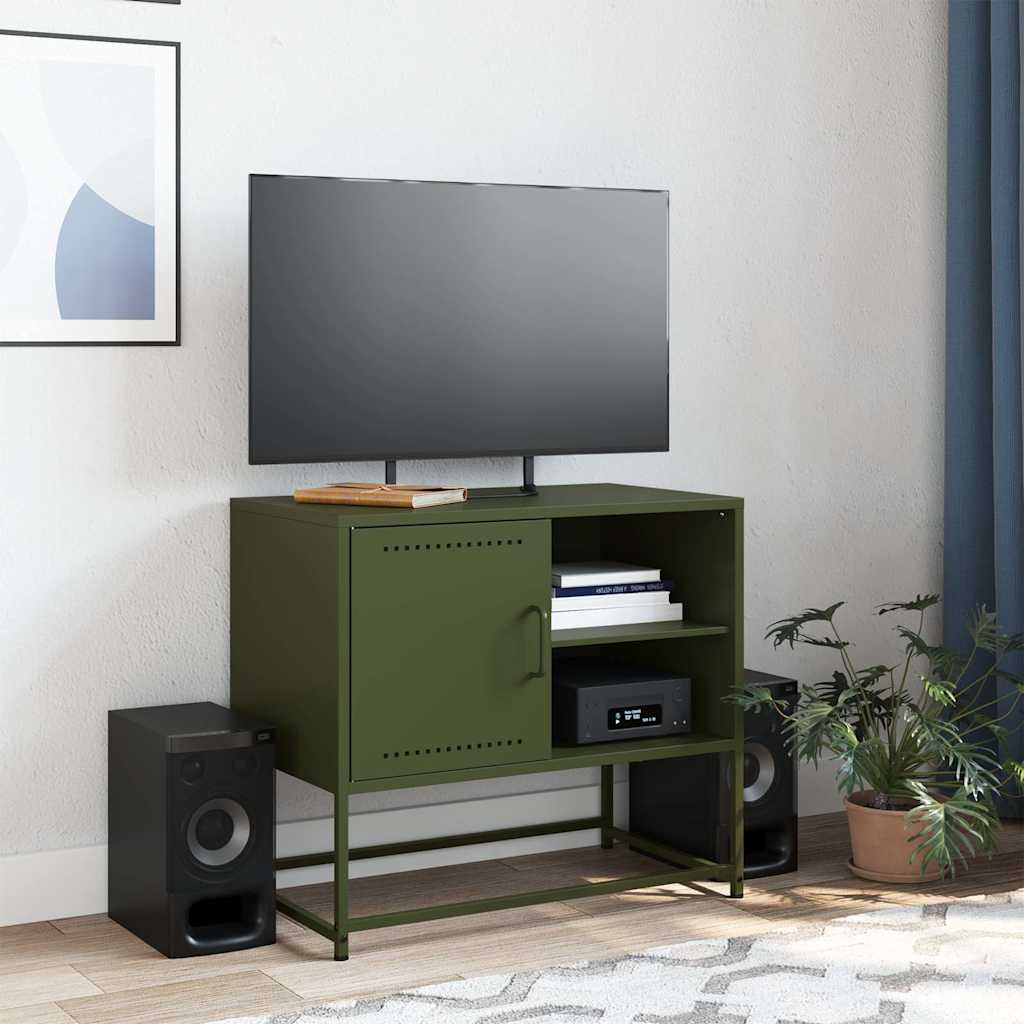 Vidaxl tv-meubel 68x39x60,5 cm staal olijfgroen