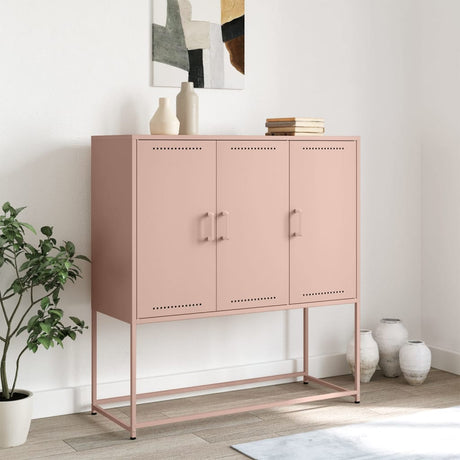 Vidaxl hoge kast 100,5x39x107 cm staal roze