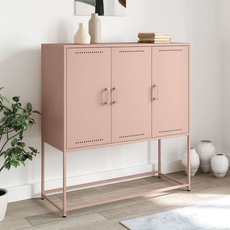 Vidaxl hoge kast 100,5x39x107 cm staal roze
