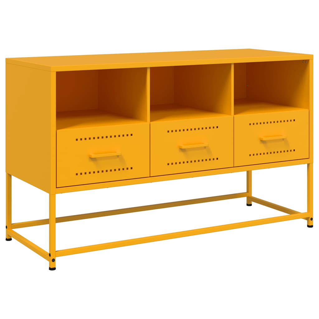 Vidaxl tv-meubel 100,5x39x60,5 cm staal mosterdgeel