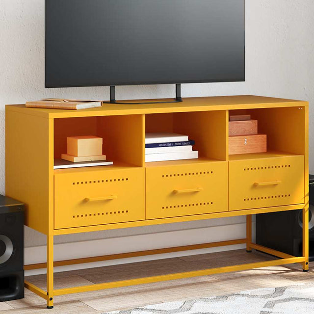 Vidaxl tv-meubel 100,5x39x60,5 cm staal mosterdgeel