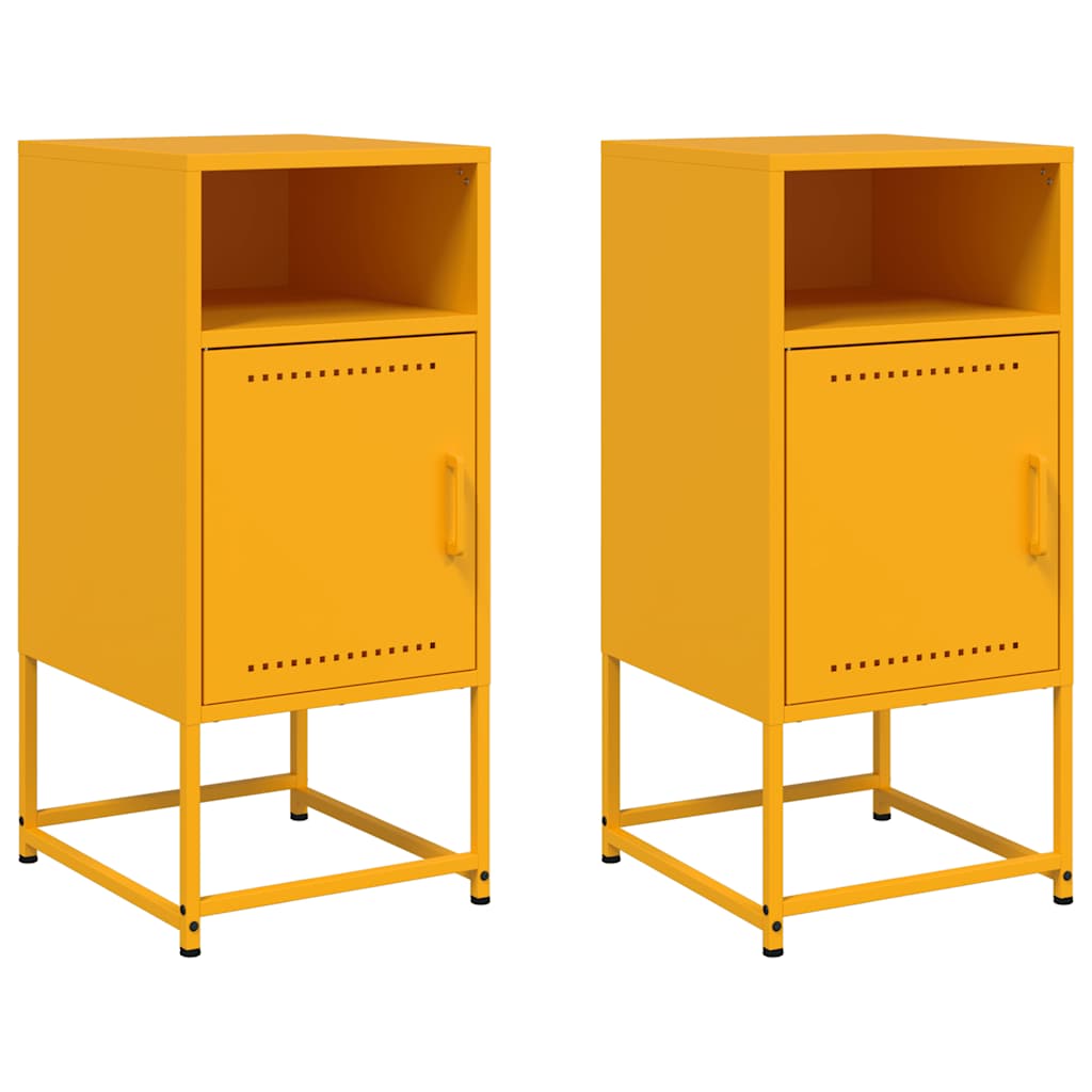 Vidaxl nachtkastjes 2 st 36x39x78 cm staal mosterdgeel