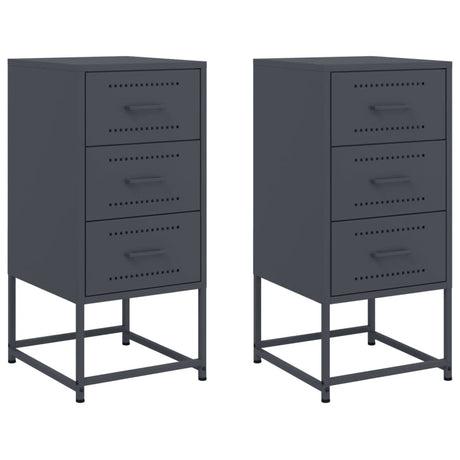 Vidaxl nachtkastjes 2 st 36x39x78 cm staal antracietkleurig
