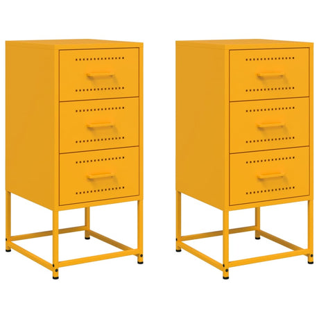 Vidaxl nachtkastjes 2 st 36x39x78 cm staal mosterdgeel