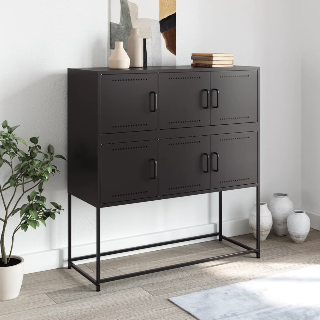 Vidaxl dressoir 100,5x39x107 cm staal zwart