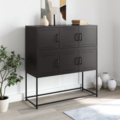Vidaxl dressoir 100,5x39x107 cm staal zwart
