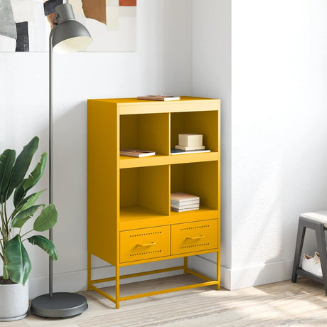 Vidaxl hoge kast 68x39x111,5 cm staal mosterdgeel