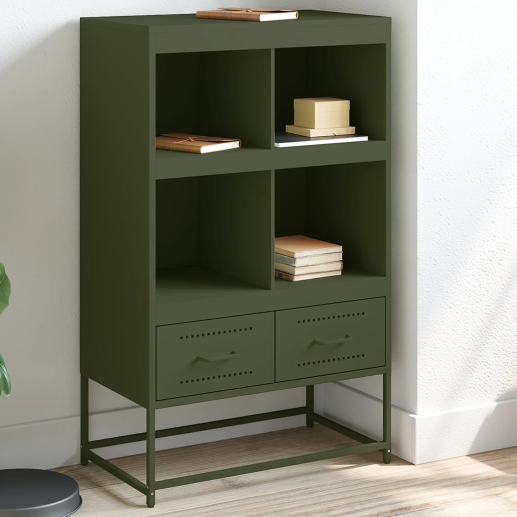 Vidaxl hoge kast 68x39x111,5 cm staal olijfgroen