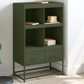 Vidaxl hoge kast 68x39x111,5 cm staal olijfgroen
