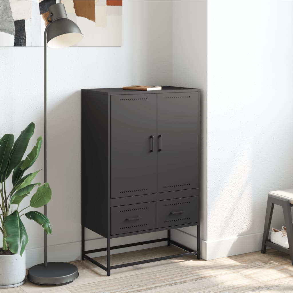 Vidaxl hoge kast 68x39x111,5 cm staal zwart