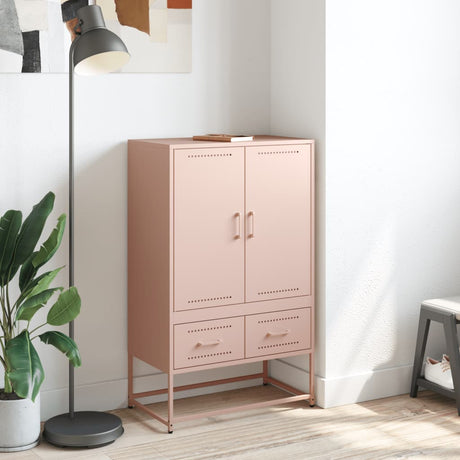 Vidaxl hoge kast 68x39x111,5 cm staal roze