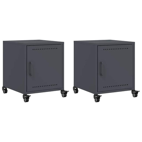 Vidaxl nachtkastjes 2 st 36x39x43,5 cm staal antracietkleurig
