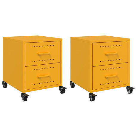 Vidaxl nachtkastjes 2 st 36x39x43,5 cm staal mosterdgeel