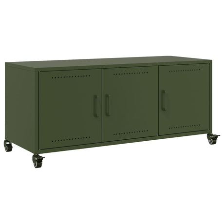 Vidaxl tv-meubel 100,5x39x43,5 cm staal olijfgroen