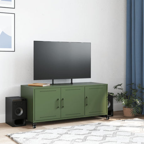 Vidaxl tv-meubel 100,5x39x43,5 cm staal olijfgroen